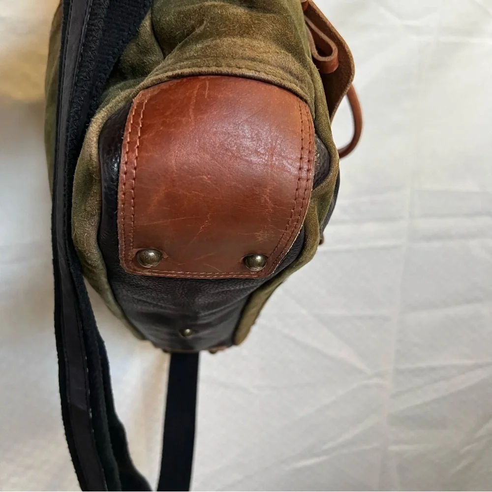 Amsterdam Heritage Olive & Camel Suede Leather Men's Messenger Bag / Briefcase